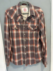 Christian Audiger XL Vtg Western Men's Small Brown  Plaid Twill Button Up Shirt - Picture 1 of 9