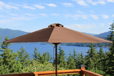 Paraguas de madera clásico de 9 pies poste de eucalipto protección UV patio jardín Foto 1 de 2