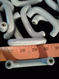 16 Vintage Handles Gray Procelain Drawer Pulls White Stripe Ceramic Moderm  - Picture 1 of 6