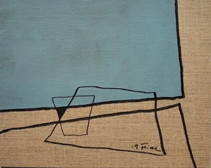 Gemälde Ölgemälde Abstrakt Linien Flächen Figuration Michael Feicht Signiert - Picture 1 of 7