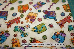 Gatos aztecas Laurel Burch ""Fantastic Felines"" 2 yardas fuera de imprenta - Imagen 1 de 9