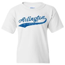 Arlington City Baseball Script Youth T-Shirt - White