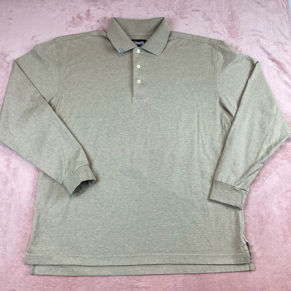 Polo Ashworth 1352 Masculino EZ-Tech Manga Longa Tamanho Grande Bronzeado - Imagem 1 de 4