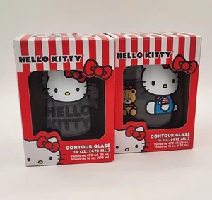 Sanrio Hello Kitty Glasses - 16 oz Contour Set Of 2 Drinkware Collectible Gift - Picture 1 of 7