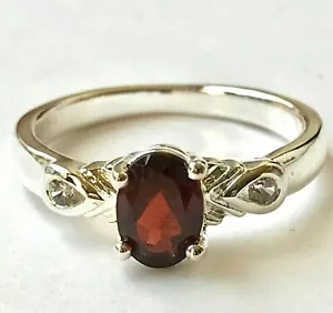 Vintage Red Garnet Cocktail Ring Size 6 8 9 Silver Plated Semi Precious Stone - Picture 1 of 11