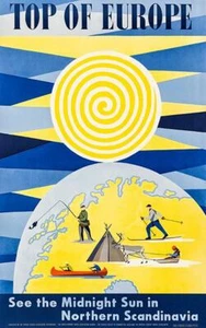Top Of Europe - Northern Scandinavia - 1950's - Travel Poster Magnet - Picture 1 of 2