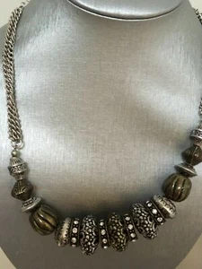 Striking White metal statement NECKLACE CHOKER. Silver tone. Artsy, - Picture 1 of 4