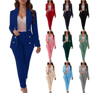 Womens Business Casual Outfits 2 Piece Pant Set Dressy Slim Fit Jackets And - Picture 1 of 42
