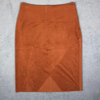 Falda midi lápiz gamuza sintética INC cintura alta marrón boho para mujer talla 12 Foto 1 de 4