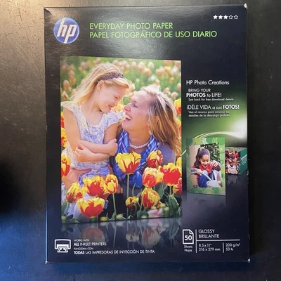 HP Everyday Photo Paper Glossy 8-1/2”x 11” (50 Sheets/Pack) Q8723A - NEW - Image 1 of 2