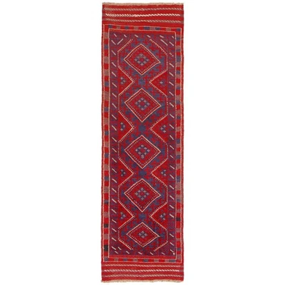 Tribal Handmade Oriental Runner Door Step Red Rug Wool Carpet 2'0x7'3 ft -G30978 - Image 1 of 4