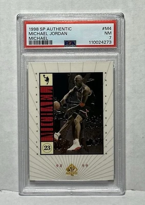 1998 Upper Deck SP Authentic Michael Jordan MICHAEL #M4 NM PSA 7 - Image 1 of 2