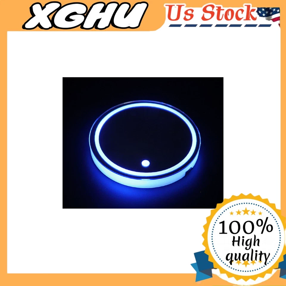 2Pcs LED Car Cup Holder Lights Cup Coasters USB Rechargeable Interior Lamp NEW Foto 1 de 4