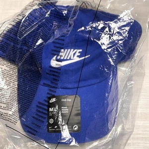 Nike Club Cap M/L Blue Hat Embroidered Spell Out Logo Adjustable Unstructured - Picture 1 of 11