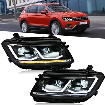 Полностью светодиодные фары для галогенных фар Tiguan 2-го поколения 2018-2021 последовательные фары - Изображение 1 из 4