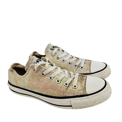 Converse All Star Ivory Iridescent Rainbow Glitter Sneakers Sneaker Shoe 9 - Image 1 of 4