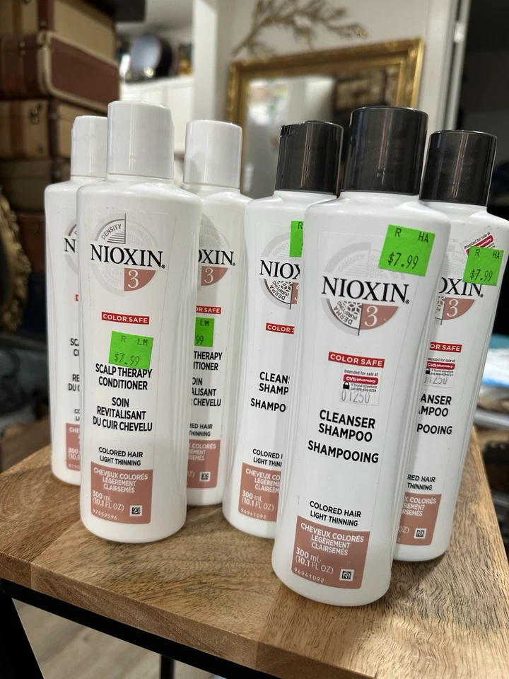 3 juegos de champú y acondicionador para cuero cabelludo Nioxin 3 cabello tratado con color adelgazamiento ligero Foto 1 de 4