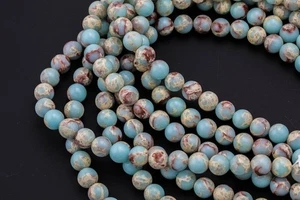 Natural Aqua Terra Jasper 6 MM Round Smooth Beads Strand 15.5" For Jewelry - Picture 1 of 5