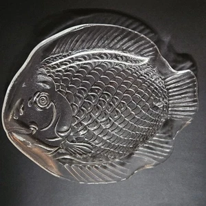 6er Set, Klarglas, Vintage Pressglas Fischteller, Mid Century, Vorspeise - Bild 1 von 10