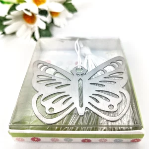 Kate Aspen Butterfly Bookmark w/ Tassel – Silver Metal Gift Boxed – New 2.5" - Imagen 1 de 3