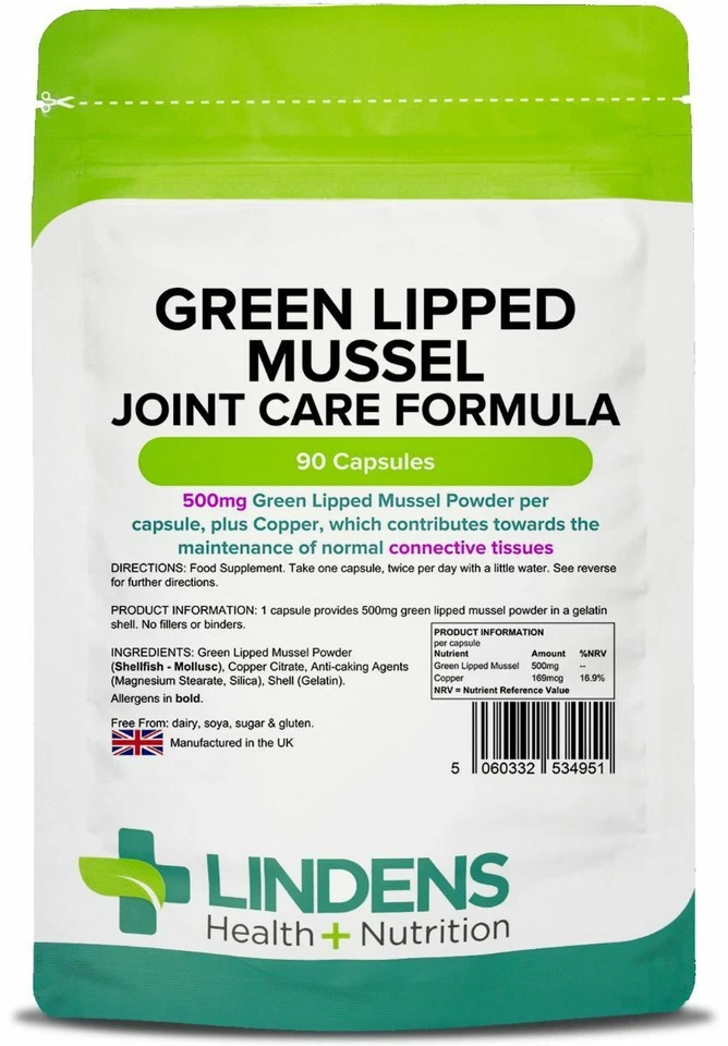 Lindens Green Lipped Mussel Extract 90 Capsules 500mg Best Quality Supplement