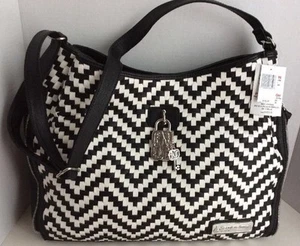 DISNEY KINGDOM COUTURE NWT $178 black & white chevron women's shopper purse - Picture 1 of 6