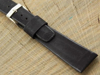 Correa de reloj Benrus de gamuza negra vintage sin usar con hebilla de tono plateado 17,5 mm NOS Foto 1 de 4