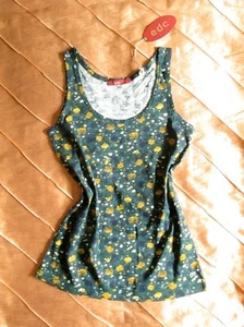 EDC BY ESPRIT DAMEN SLUB TANK TOP GEBLÜMT ALLOVER BLUMENDRUCK WALDGRÜN S, 36 NEU - Bild 1 von 1