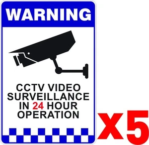 BULK x5 Warning CCTV Security Surveillance Camera Adhesive Stickers 200x300mm - Picture 1 of 3