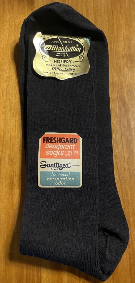 GOLDEN NEEDLE MANHATTAN MEN'S SOCKS NOS 1 PAIR ORG PKG SZ 10-13 Nylon Black New - Image 1 of 3