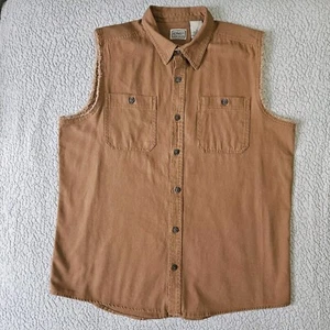 C.E. Schmidt Workwear Vest Large Brown Canvas Sleeveless Frayed 2 Pocket Cowboy - Picture 1 of 17