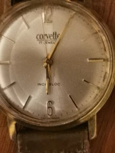 Corvette Mans Swiss Made 17 Jewels Manual Wind Watch - Picture 1 of 3