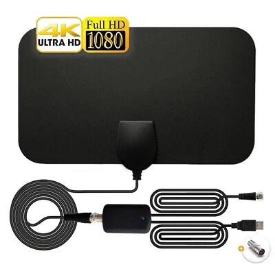 VSNETWORK Antenna Amplificata da Interno TV Digitale Terrestre USB 4k 100 KM Ultrapiatta