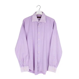 Etro Formal Shirt Mens 42 Purple Button Up Dress Shirt Long Sleeve Fine Check - Picture 1 of 13