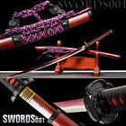 Japanese Samurai Tachi Sword Katana Manganese Steel Purple Blade Red Saya