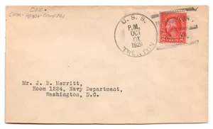 USS TRENTON (CL-11) Light Cruiser • 1934 Naval Cover • HAMPTON ROADS VA Cancel - Picture 1 of 1