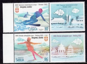 1758 - SERBIA 2022 - XXIV Olympic Winter Games Beijing - China - MNH Set + Label - Picture 1 of 2