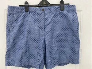 Talbots Women's Girlfriend Chino Blue Chambray Polka Dot Shorts - Size 16 - Picture 1 of 2