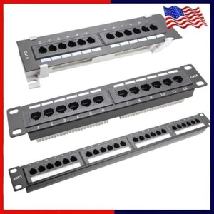 12 Port/24 Port CAT6 Patch Panel RJ45 Networking Wall Mount Rack - Afbeelding 1 van 15