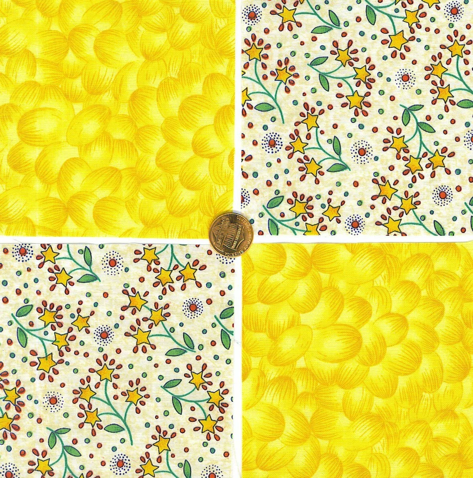 Edredón artesanal de tela de algodón con estrellas y pétalos amarillos brillantes cuadrados KL1 Foto 1 de 1