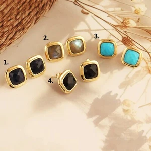 Neu eingetroffen Multi Edelstein Kissen Ohrstecker vergoldet Großhandel Schmuck - Bild 1 von 8