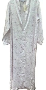 Oscar de la Renta Zip Kaftan Robe Size Medium white purple print orchids vtg - Picture 1 of 5