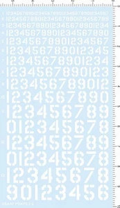 Detail Up 2-8mm US ARMY USAF FONTS 0-9 Numbers Markings Water Slide Decal White - Imagen 1 de 1