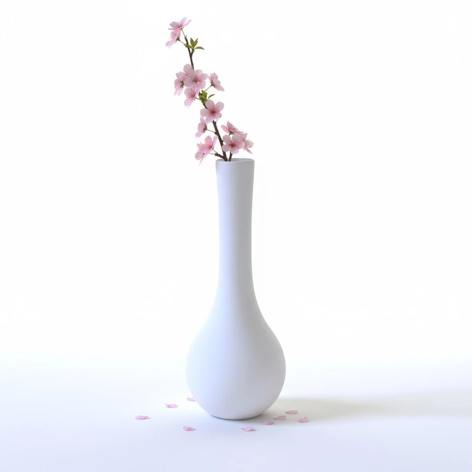 Modern Minimalist 24" White Ceramic Floor Vase, Tall Home Accent Decor - Image 1 of 3