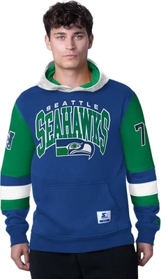Starter Seattle Seahawks Men's Throwback Logo End Zone Pullover Hoody Sweatshirt - Image 1 of 4