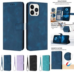 For iPhone 16E 16 Pro Max 15 Plus 14 13 12 Wallet Case Leather Magnetic Cover - Picture 1 of 16