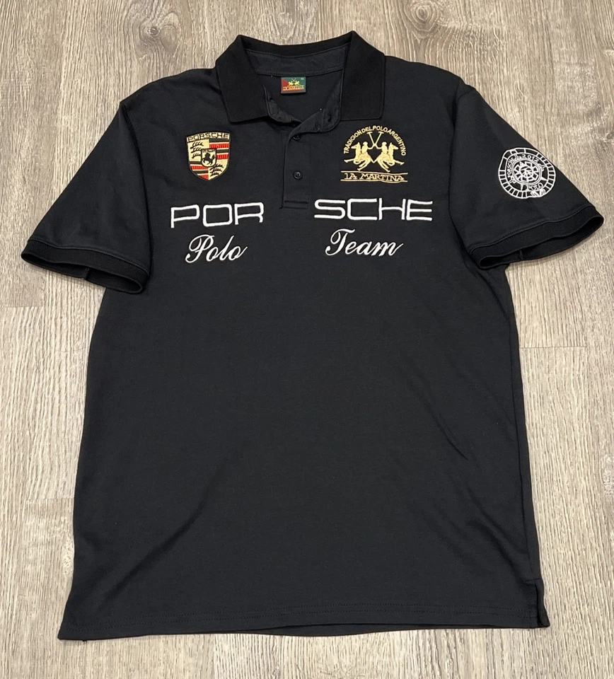 Polo Porsche La Martina Team 2012 rojo negro pony para hombre 2XL algodón manga corta Foto 1 de 4