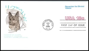 1981 Remember the Blinded Veteran Sc U600 FDC House of Farnam guide dog service - Picture 1 of 1