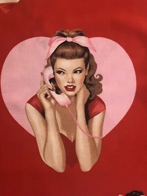 Alexander Henry Esfera de Tela Amor Pinup Rockabilly Niñas Rojo Glamour Sexy Retro Patio Foto 1 de 4
