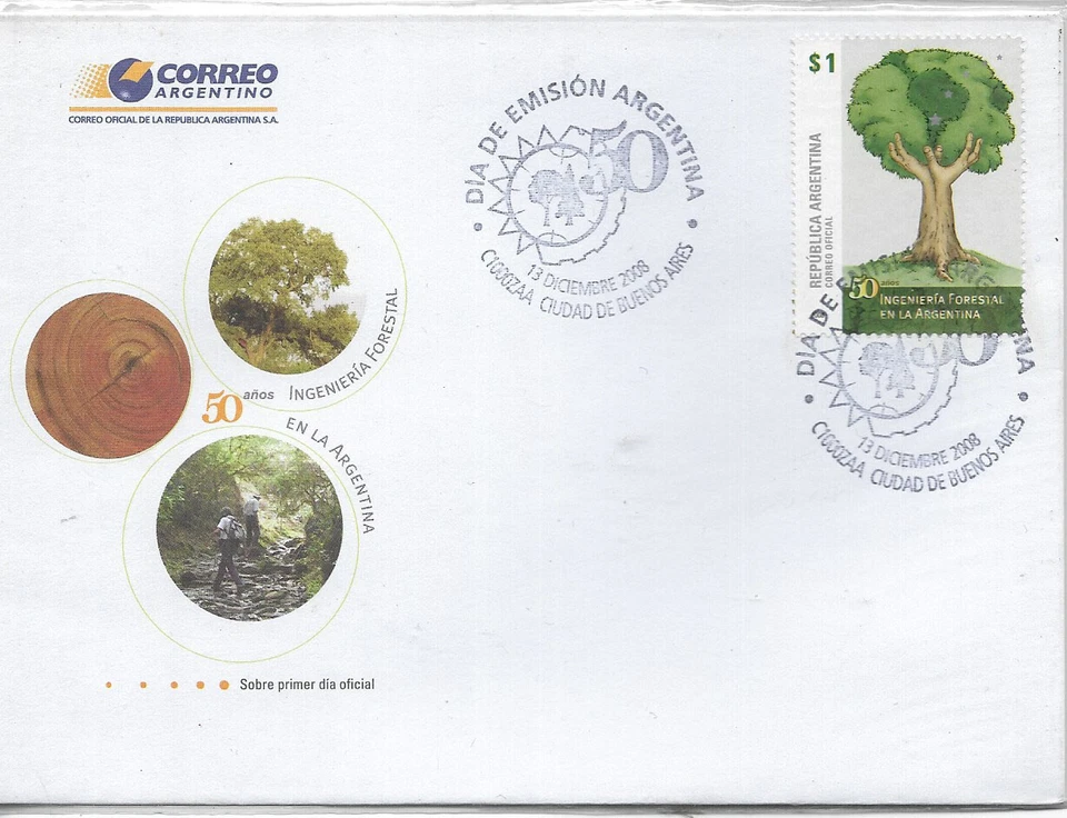 #ARF-040 ARGENTINA 2008 NATURALEZA, INDUSTRIA FORESTAL FLORA GJ 3724 YV 2768 FDC Foto 1 de 1